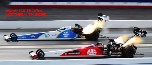 TF - Doug Kalitta (near lane) vs Justin Ashley 
(far lane)